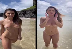 Aricia Silva nua mostra a bucetinha nua na praia