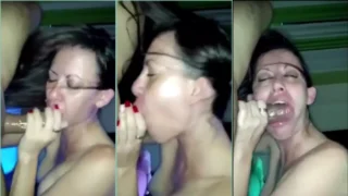 Titia fazendo um boquete no sobrinho com a boca cheia de leitinho