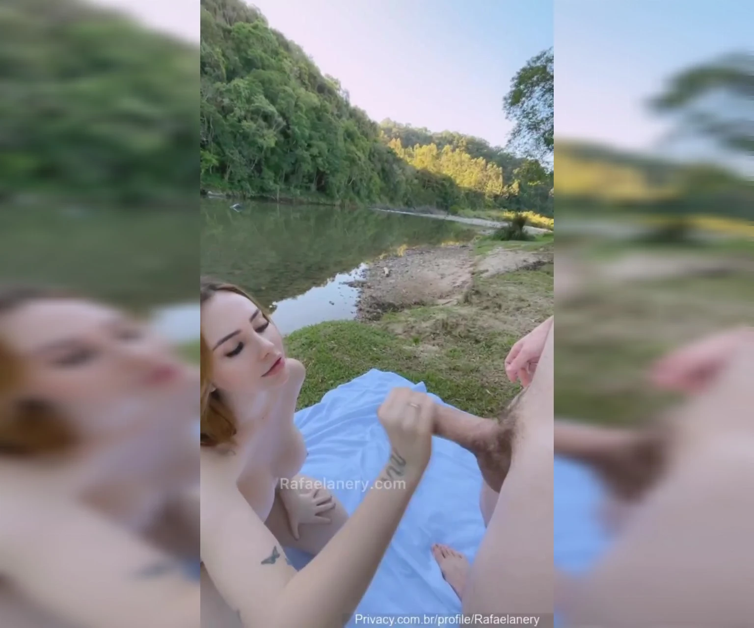Rafaela Nery tomando um leitinho do boy na beira do lago